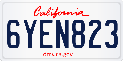 CA license plate 6YEN823