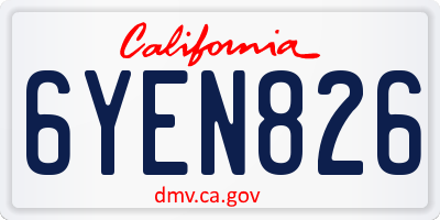 CA license plate 6YEN826