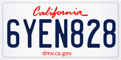 CA license plate 6YEN828