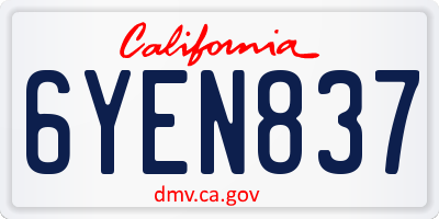 CA license plate 6YEN837