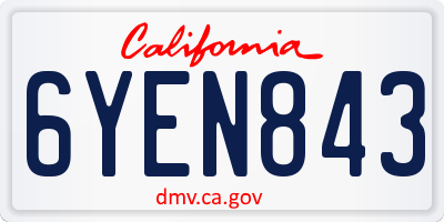 CA license plate 6YEN843
