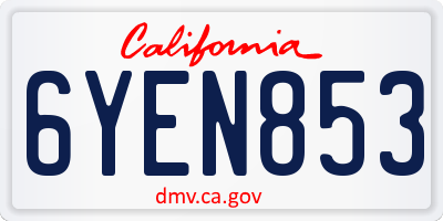 CA license plate 6YEN853