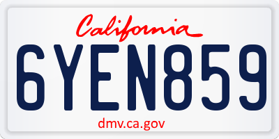 CA license plate 6YEN859