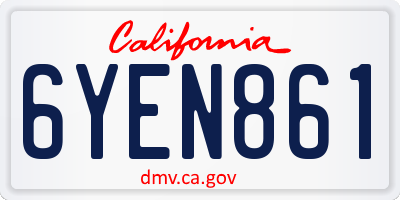 CA license plate 6YEN861