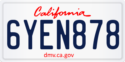 CA license plate 6YEN878