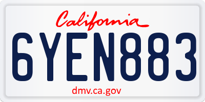 CA license plate 6YEN883