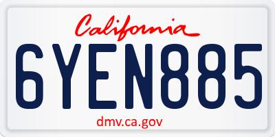 CA license plate 6YEN885