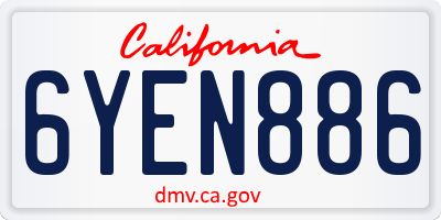 CA license plate 6YEN886