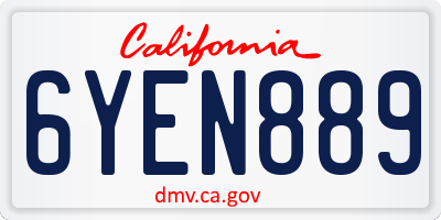CA license plate 6YEN889