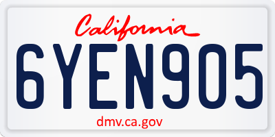 CA license plate 6YEN905