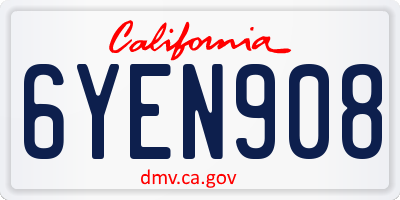 CA license plate 6YEN908