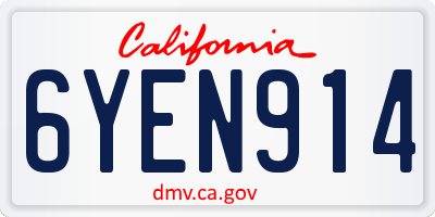 CA license plate 6YEN914