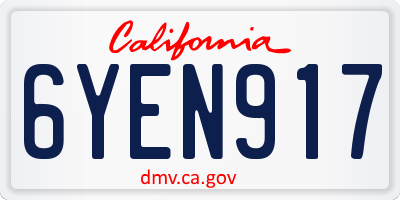 CA license plate 6YEN917