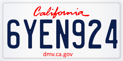 CA license plate 6YEN924