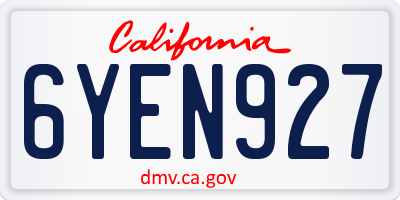 CA license plate 6YEN927