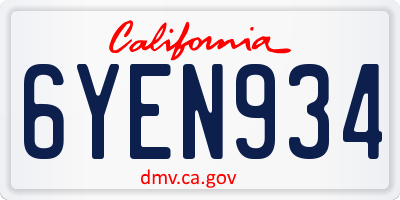 CA license plate 6YEN934