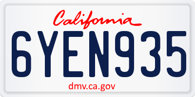 CA license plate 6YEN935