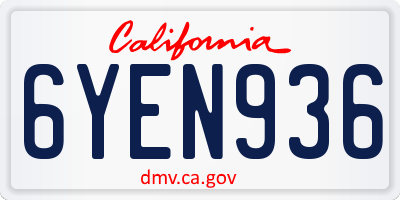 CA license plate 6YEN936