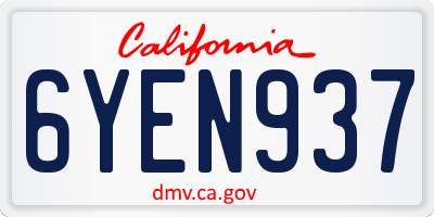 CA license plate 6YEN937