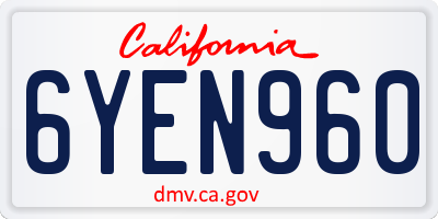 CA license plate 6YEN960