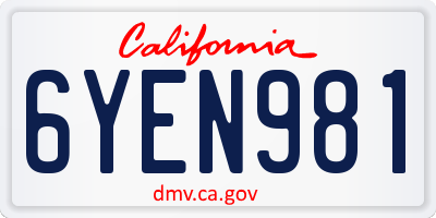 CA license plate 6YEN981