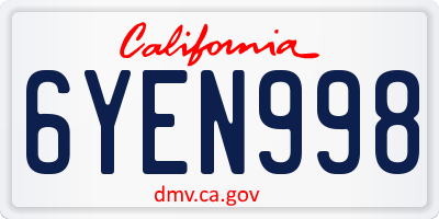 CA license plate 6YEN998