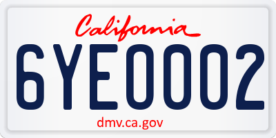 CA license plate 6YEO002