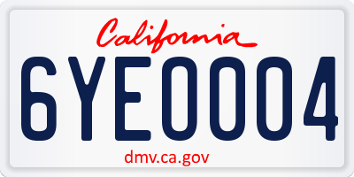 CA license plate 6YEO004