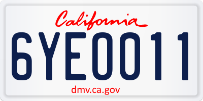 CA license plate 6YEO011