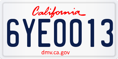 CA license plate 6YEO013
