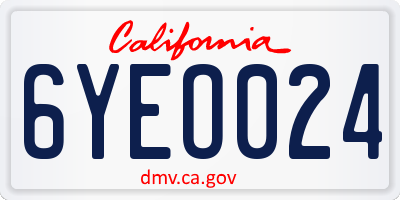 CA license plate 6YEO024