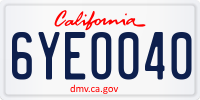 CA license plate 6YEO040