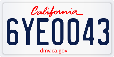 CA license plate 6YEO043