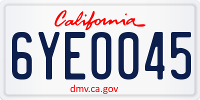 CA license plate 6YEO045