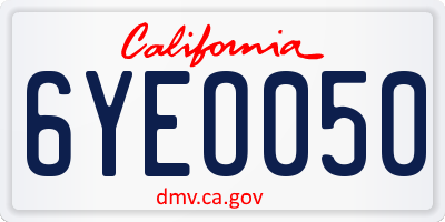 CA license plate 6YEO050