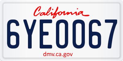 CA license plate 6YEO067