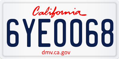 CA license plate 6YEO068