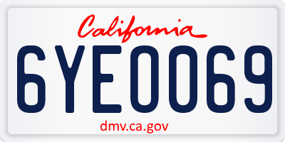 CA license plate 6YEO069