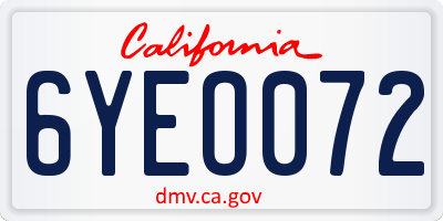 CA license plate 6YEO072
