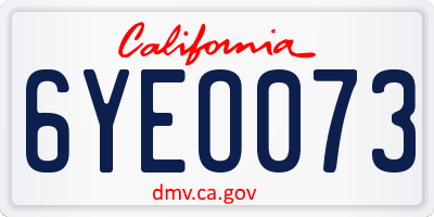 CA license plate 6YEO073
