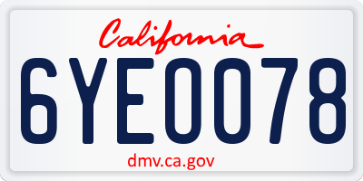 CA license plate 6YEO078