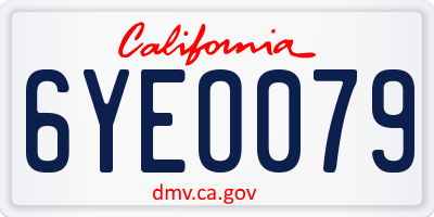 CA license plate 6YEO079
