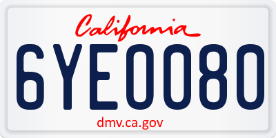 CA license plate 6YEO080