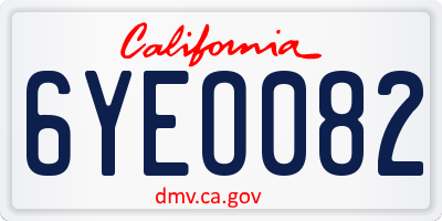 CA license plate 6YEO082