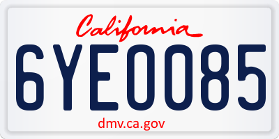 CA license plate 6YEO085