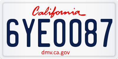 CA license plate 6YEO087
