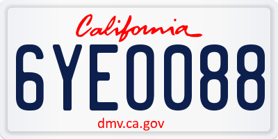 CA license plate 6YEO088
