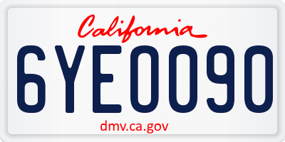 CA license plate 6YEO090