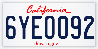 CA license plate 6YEO092