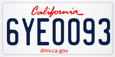 CA license plate 6YEO093